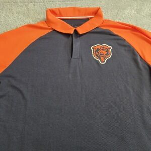 Nike NFL Chicago Bears Polo Shirt Mens Large L Navy Orange Dri-FIT Performance
